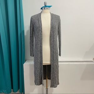 Long Grey White Cardigan Long Sleeve Cardigan Knitted Size Medium